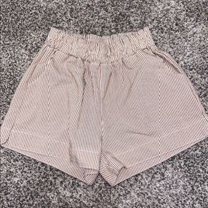 Beige and white striped shorts